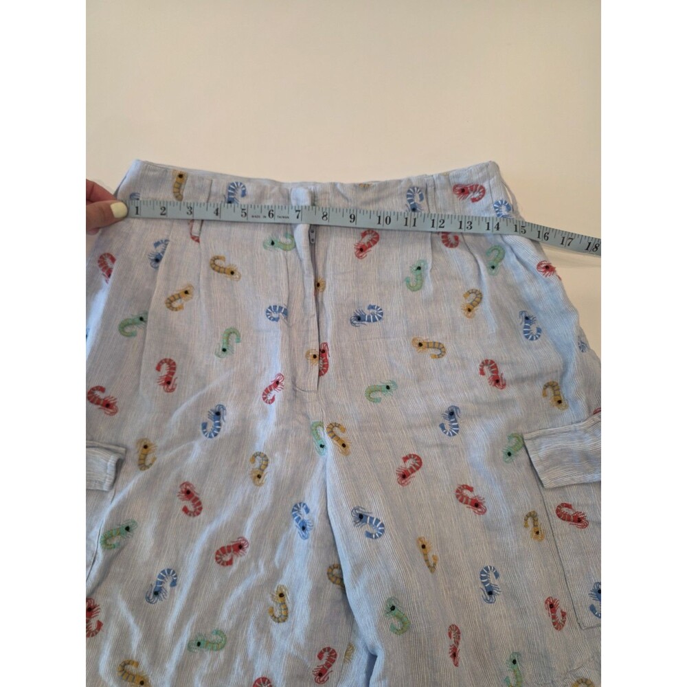 Anthropologie Conditions Apply Wallis Linen Blend Bermuda Shorts Shrimp  Blue M - Picture 6 of 8